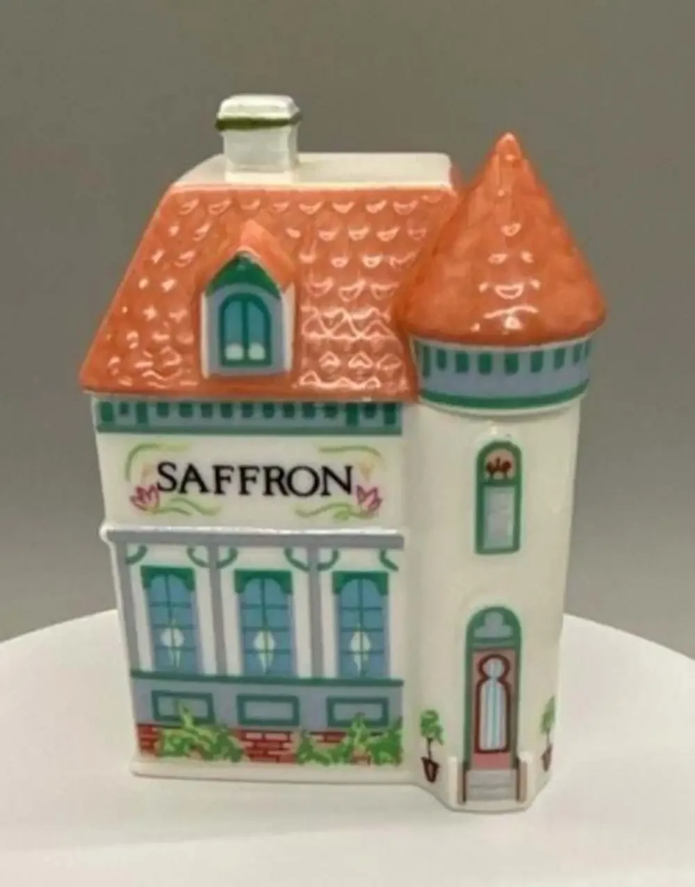 Lenox Spice Village 1989 Saffron Spice Jar w/ Lid Original Porcelain House Vtg